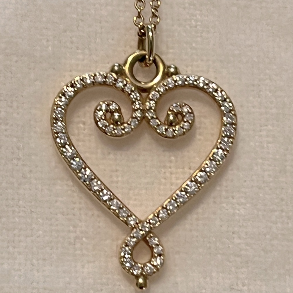Tiffany 18K gold & diamond Paloma Picasso Di Goldoni heart necklace 16” chain